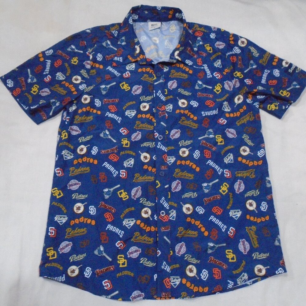 San Diego Padres BDA Button Down Hawaiian Shirt SGA Southwest Youth Large